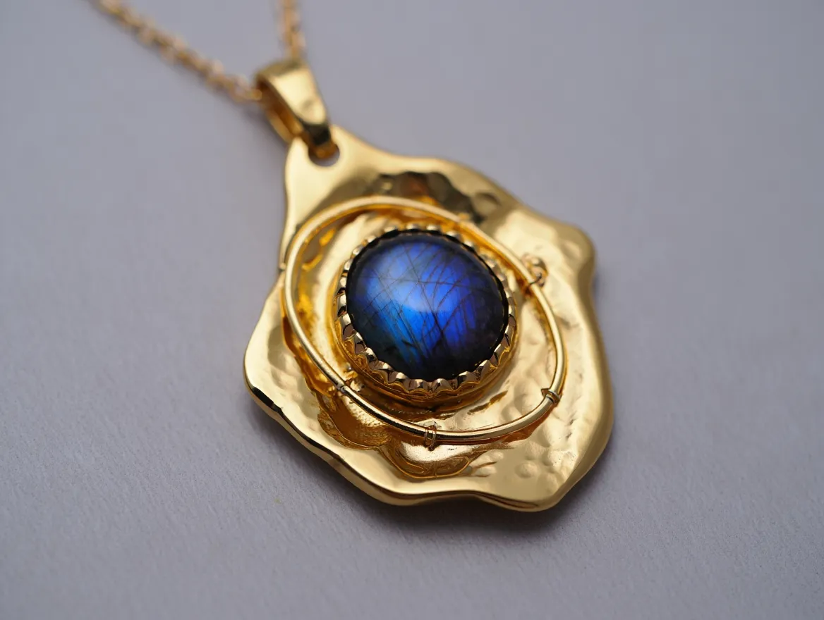 Artisan Hanger - Handgemaakte gouden hanger met edelsteen