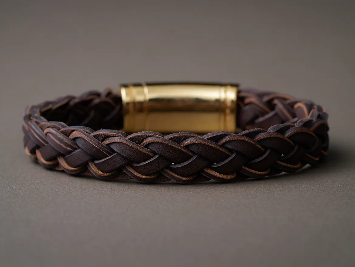 Gevlochten Armband - Leren armband met gouden sluiting