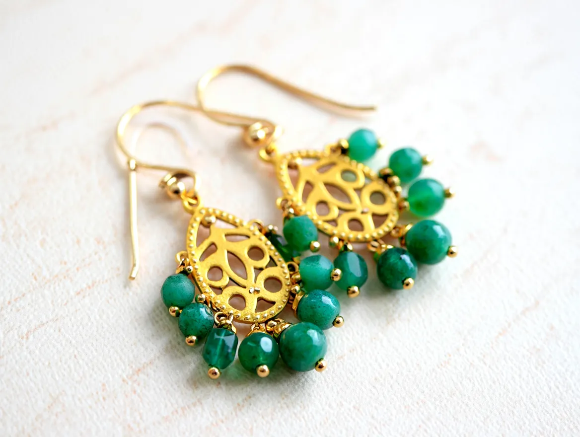 Kralen Oorbellen - Handgemaakte oorbellen met smaragd kralen